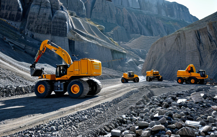 Resource Gathering Operation**

"A well-organized team of construction vehicles and robotic drones harvesting resources in a vast, rocky landscape reminiscent of the Apennine Mountains, fully clothed engineers supervising the operation, extraction of metal ore is the focus, safe for work, appropriate content, professional scene, perfect anatomy for any human figures, natural proportions, modest clothing, dramatic lighting, high quality."

**