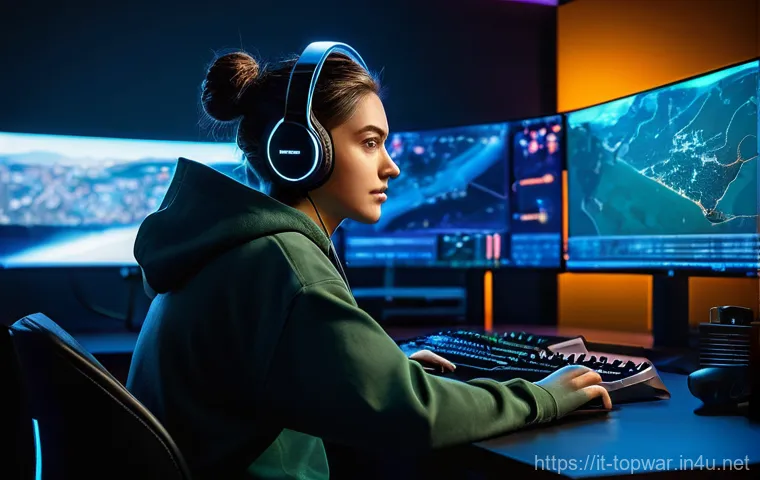 top war 기지 확장 방법 - **A highly focused female gaming influencer** in her late twenties, wearing a comfortable, stylish g...