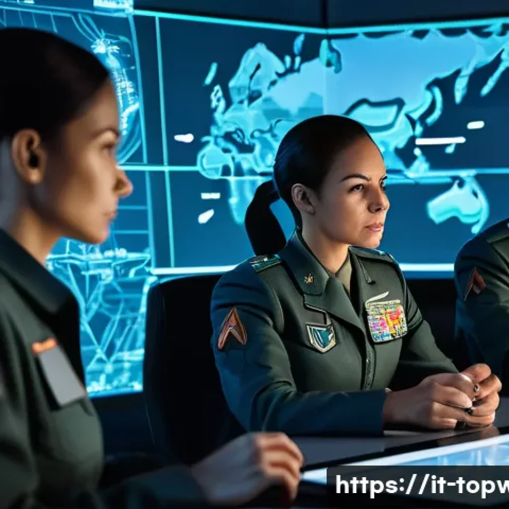 top war 팀 플레이 전략 - **"Strategic Alliance Command Center: Real-time Coordination"**
    A diverse group of five adult mi...