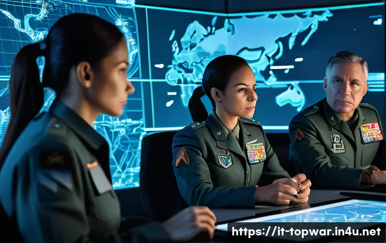 top war 팀 플레이 전략 - **"Strategic Alliance Command Center: Real-time Coordination"**
    A diverse group of five adult mi...