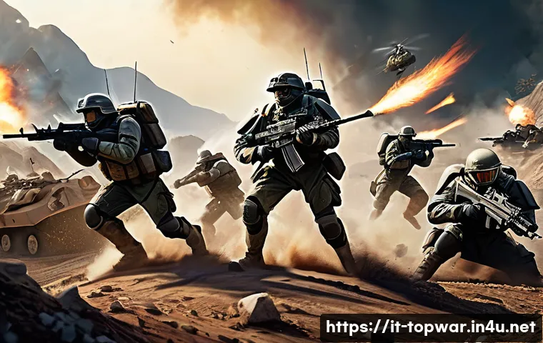 top war PvP 전략 - A dynamic battlefield scene showcasing a diverse army composition in a futuristic war strategy game....
