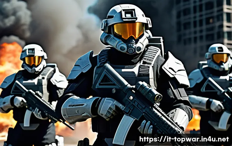 top war 고급 유닛 잠금 해제 - A dynamic battlefield scene showcasing an elite mechanized assault unit in sleek, futuristic armor w...