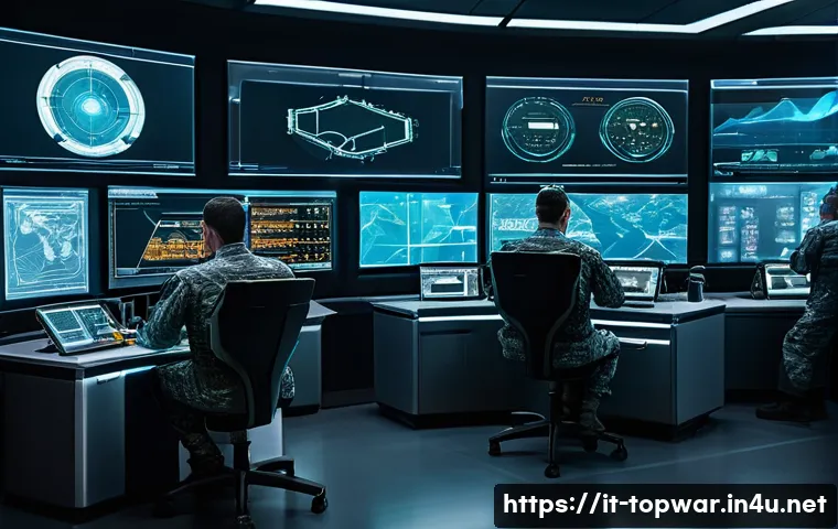 top war 연구소 업그레이드 - A futuristic military laboratory interior bustling with activity, advanced technology panels display...