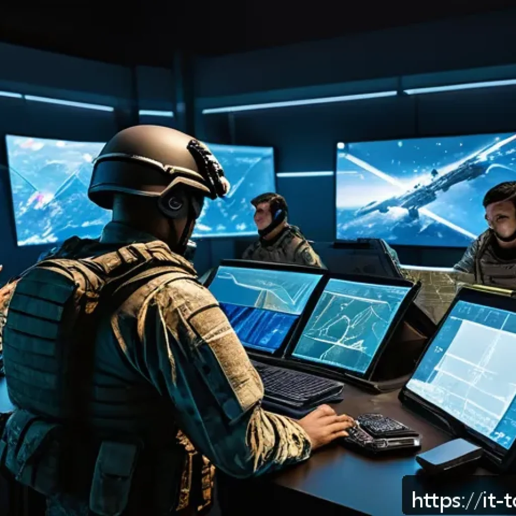 top war 시간 효율 플레이 - A dynamic battle scene from a futuristic strategy game, showing a diverse group of soldiers actively...