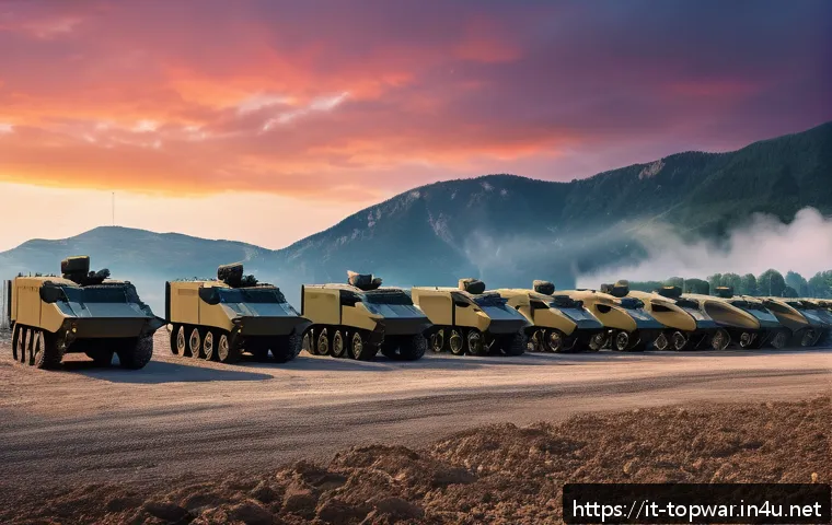 top war 훈련소 배치 가이드 - A futuristic military training camp scene set during a vibrant sunset, showcasing advanced training ...