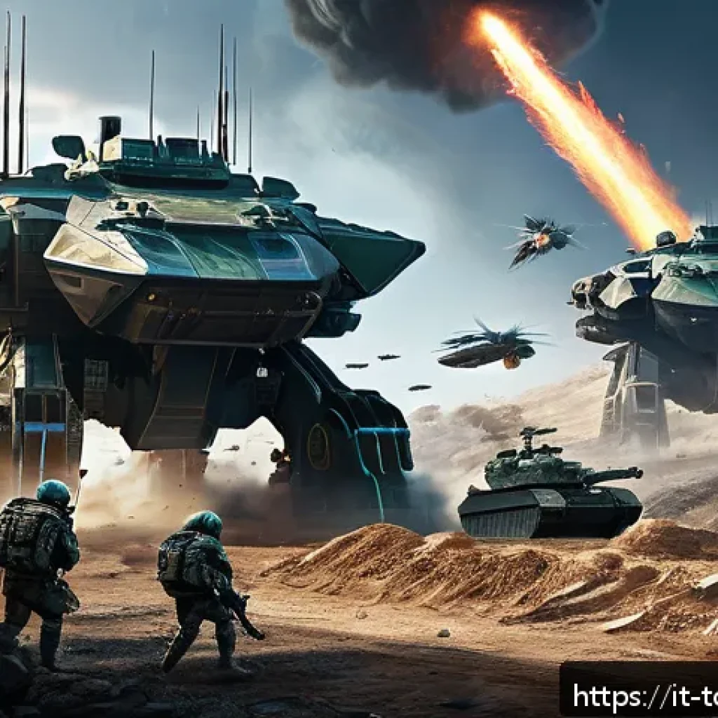 top war 명예 포인트 사용법 - A dynamic and detailed digital illustration of a futuristic battlefield featuring coordinated allian...